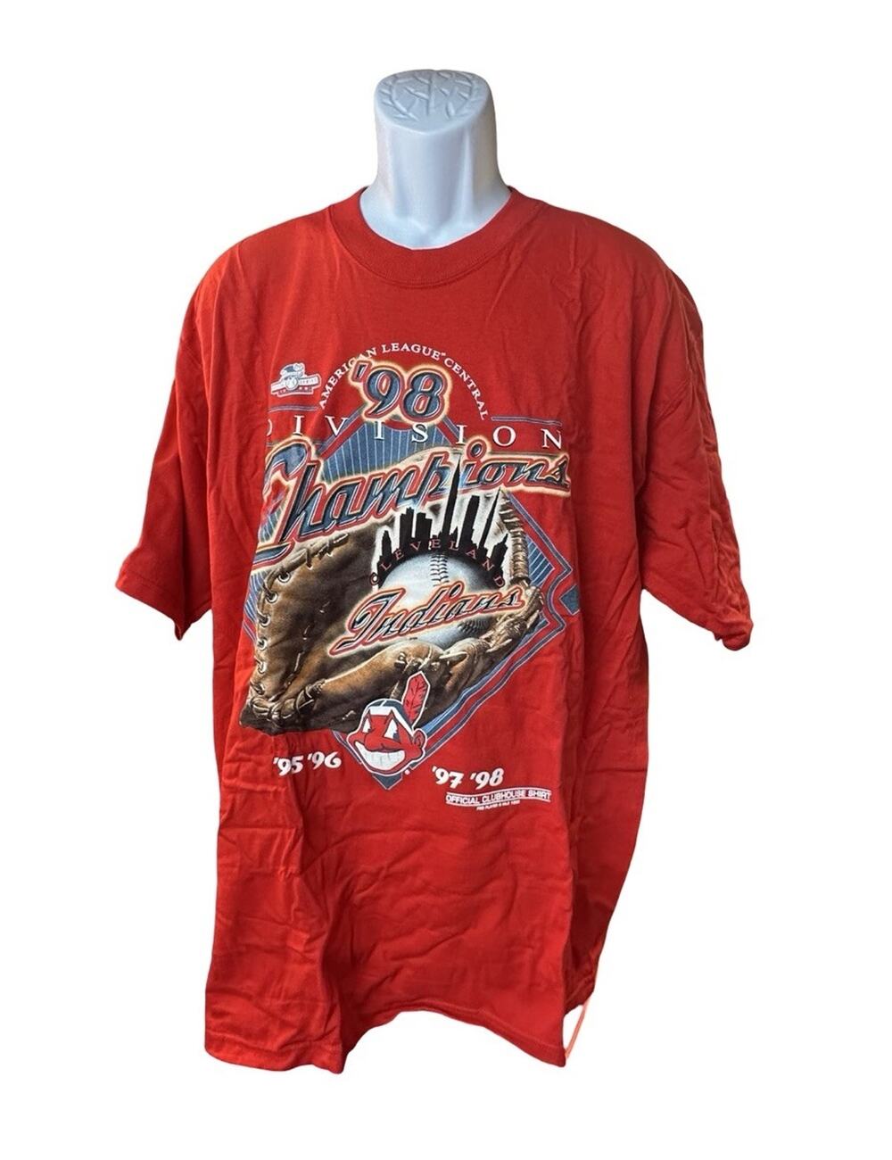 Vintage 1998 Cleveland Indians AL Central Champions T Shirt NWT Pro Player XL